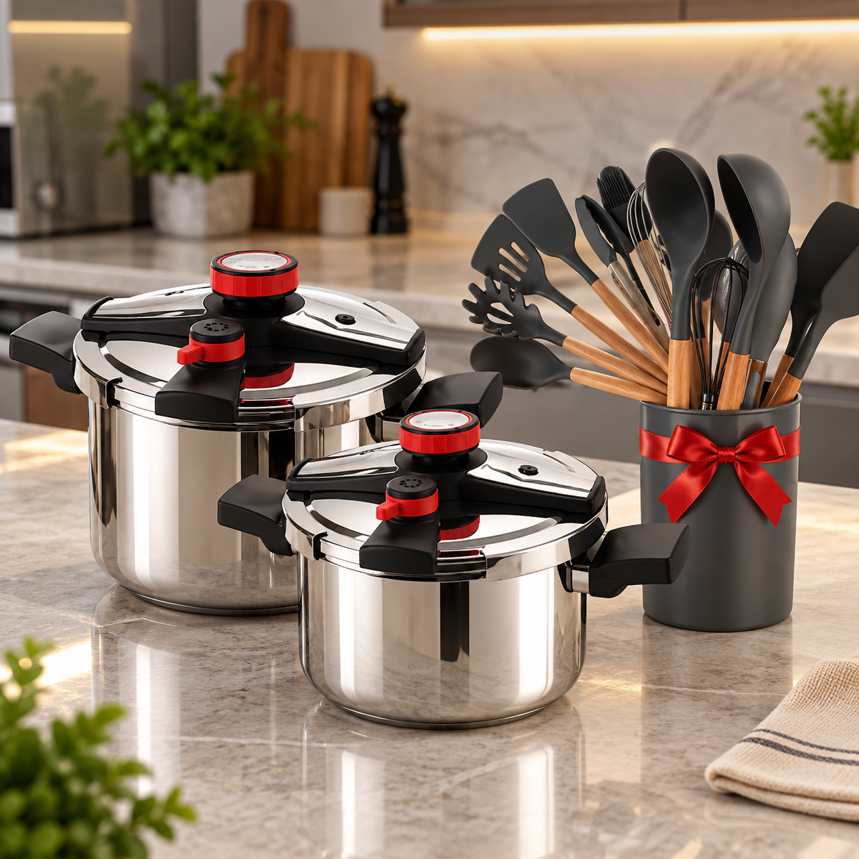 Conjunto de 2 Panelas UltraChef com kit de utensílios de brinde